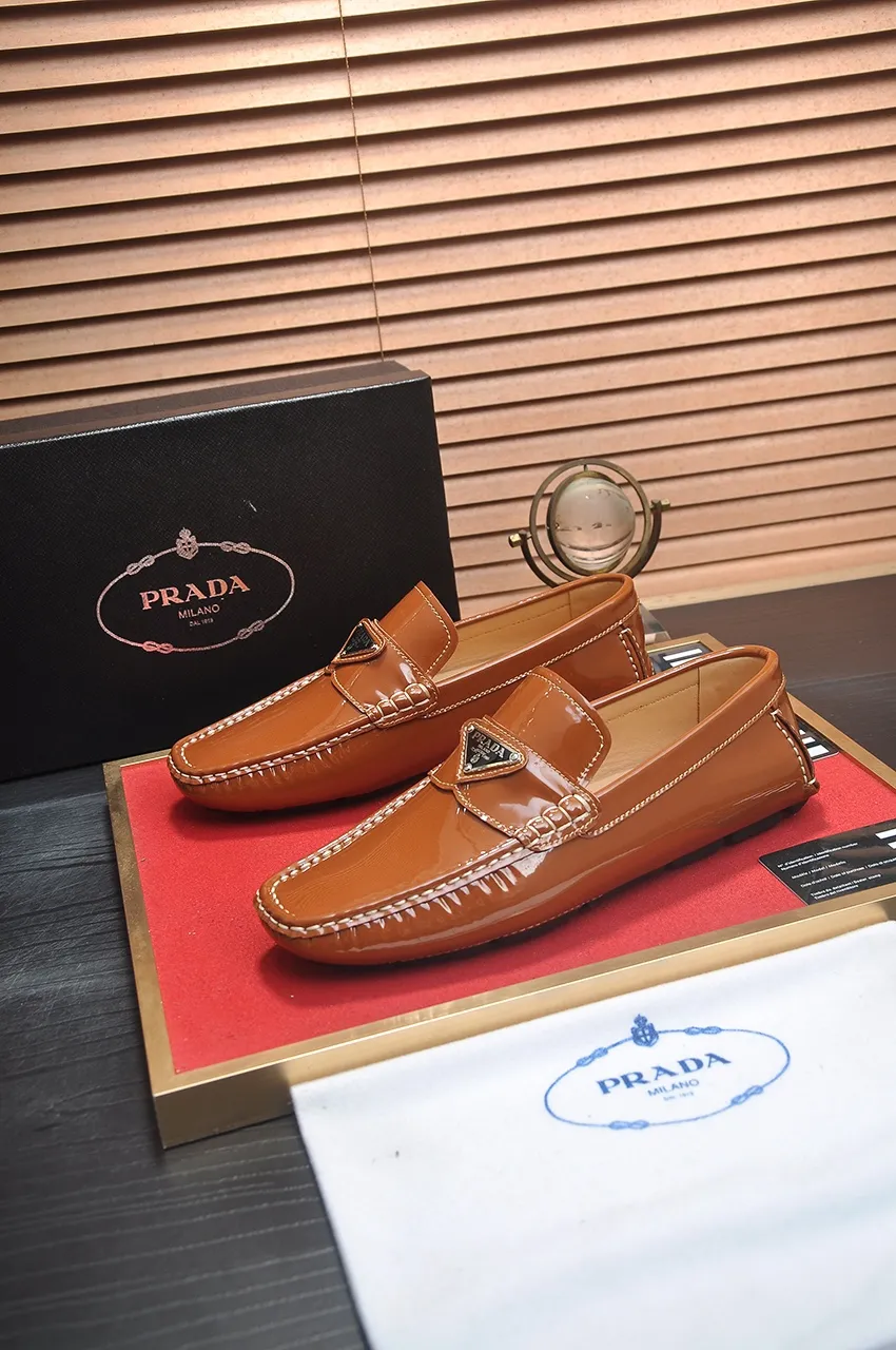 Men's Men's Shoes💰420💶【PRADA】 (High-end Niuli) New 🍀PRADA - Prada Doudou Shoes! Made of imported original cowhide, the inner top layer is comfortable cowhide lining! Original wear-resistant rubber outsole! High quality products! Code number 38-45 (45 customized)